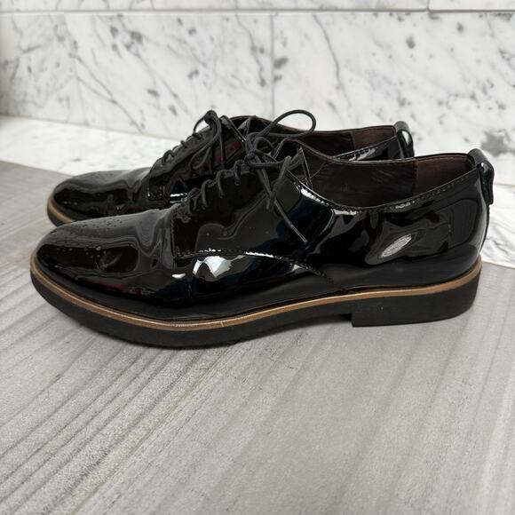 AGL Parker Lace-Up Black Patent Leather Oxford Lace Detail Shoes 39 8.5 - Picture 4 of 7